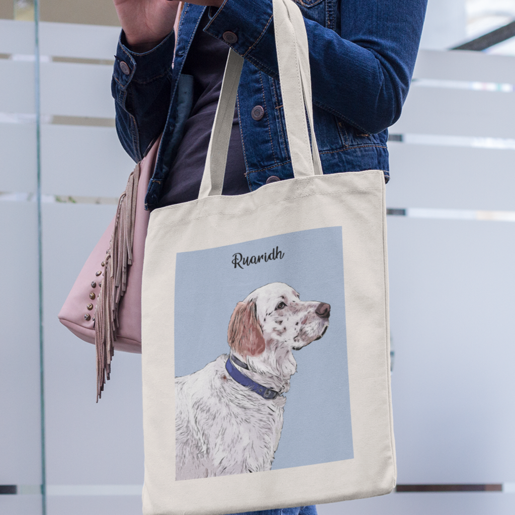 Tote Bag Personalizado con tu Mascota y fondo de color - Sara de Bono Tienda